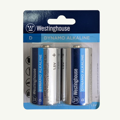 Westinghouse D Dynamo Alkaline Batteries Pack of 2