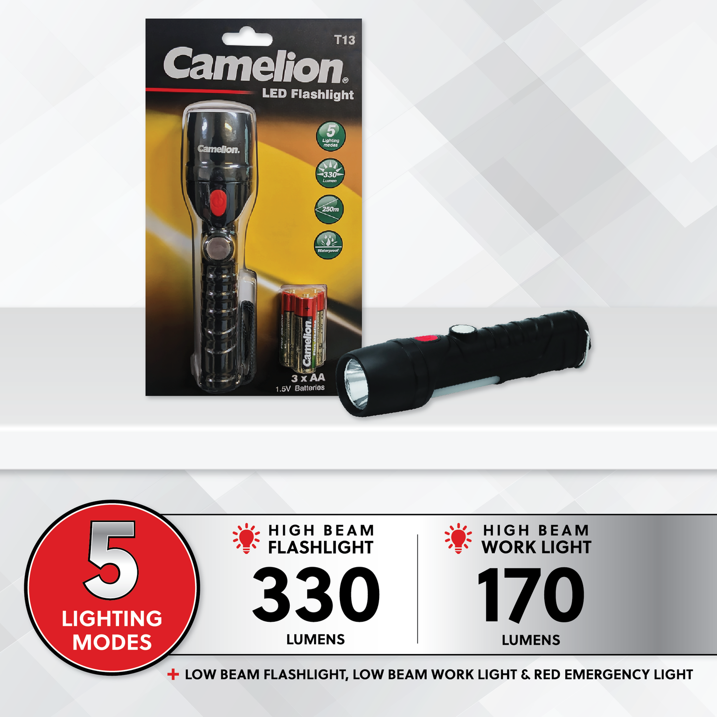 Camelion T13 5W CREE LED Flashlight, Work Light and Emergency Flasher