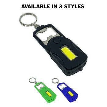 Flipo Microlux 3-In-1 COB LED Keychain Tool-Flashlight, Safety Light, Counterfeit Currency Light, and Bottle Opener