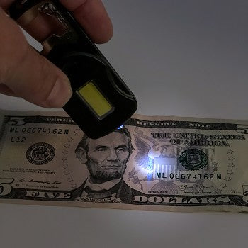 Flipo Microlux 3-In-1 COB LED Keychain Tool-Flashlight, Safety Light, Counterfeit Currency Light, and Bottle Opener