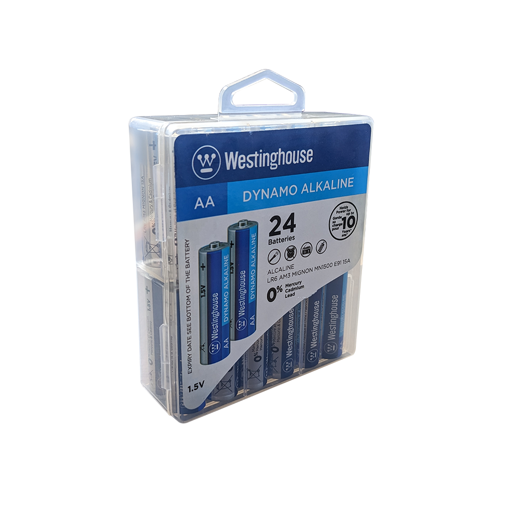 Westinghouse Dynamo Alkaline AA/AAA Combo Hard Plastic Pack of 24