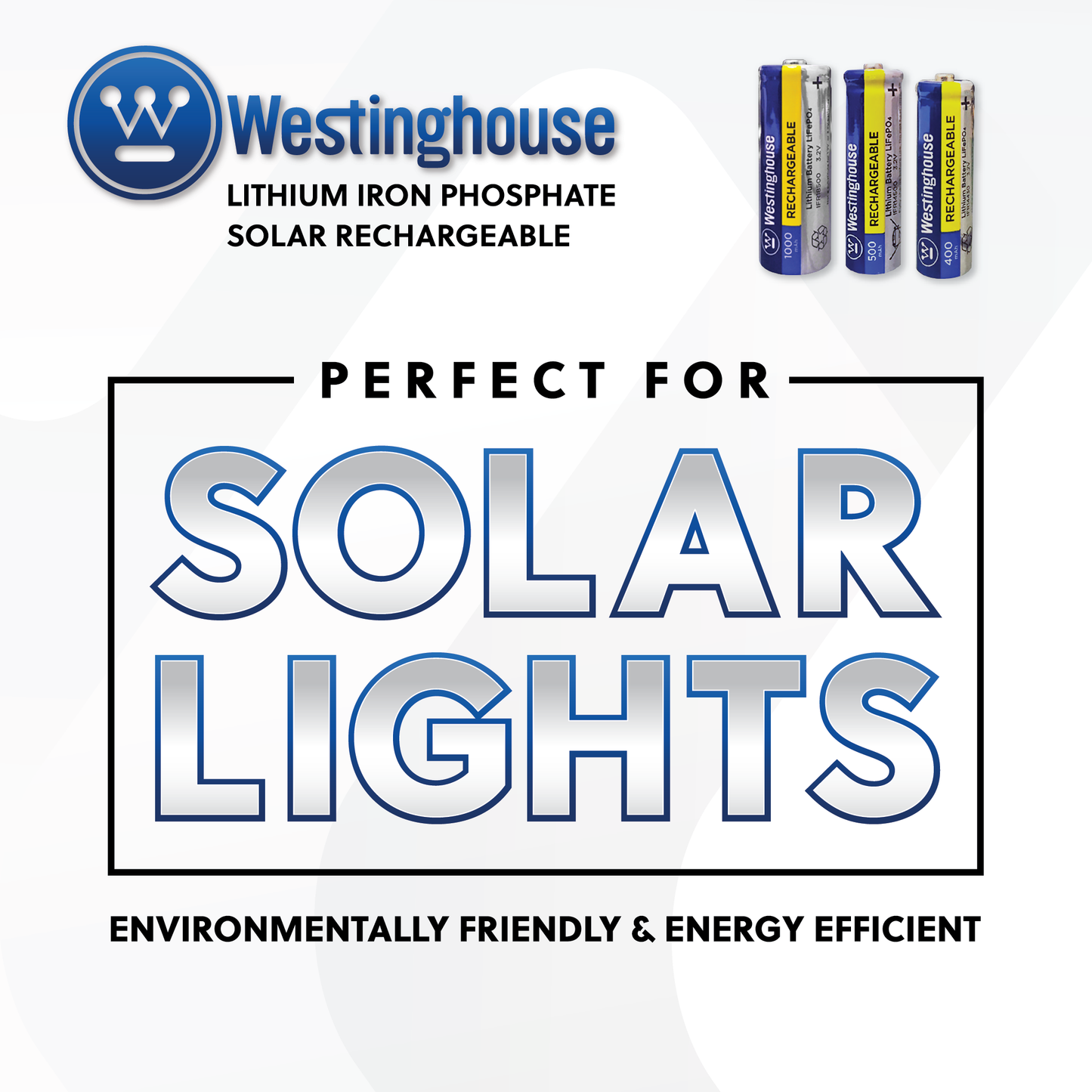 Westinghouse Life-PO4 14500 3.2v 500mah Solar Rechargeable Box Pack of 8