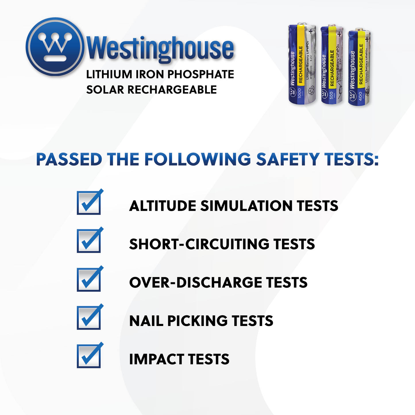 Westinghouse IFR14430 Lithium Iron Phosphate 400mAh Rechargeable Battery Pack of 4