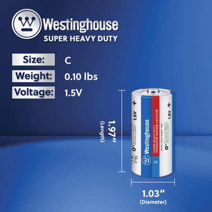 Westinghouse C Super Heavy Duty Batteries Pack of 2